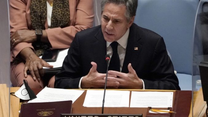 US-Außenminister Antony Blinken bei der Sitzung des UN-Sicherheitsrates am 17. Februar 2022 ( AFP / TIMOTHY A. CLARY)