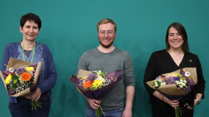 Der neue Geschäftsführende Landesvorstand: Birgit Meyreis, Paul Bunjes und Natalie Cramme-Hill - Bild: Grüne Rheinland-Pfalz