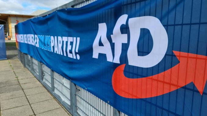 Logo vor AfD-Parteitag am 28.07.2023 (über dts Nachrichtenagentur)